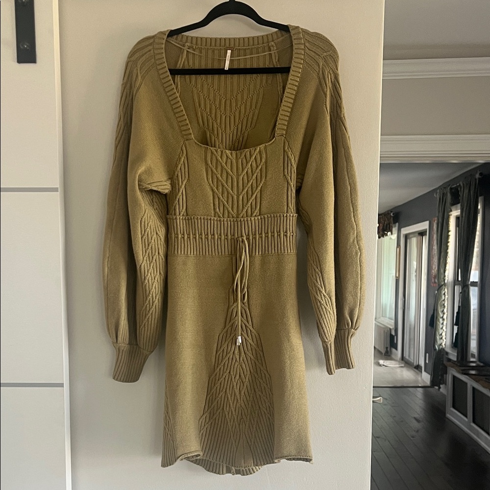 Free People Sweater Dress in Olive Green